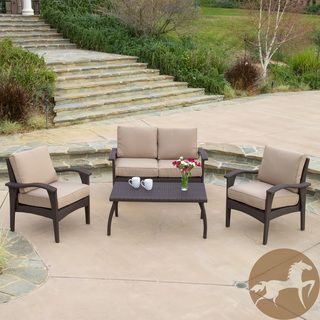 Christopher Knight Home Honolulu Outdoor 4 piece Brown Wicker Seating Set and Cushions Christopher Knight Home Sofas, Chairs & Sectionals