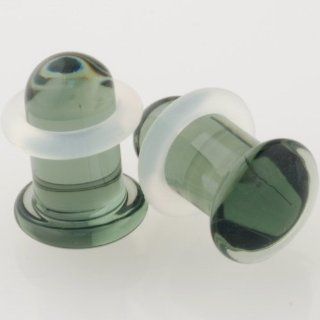 Pair of Glass Single Flared Solid Plugs 2g Smoke Body Piercing Plugs Jewelry