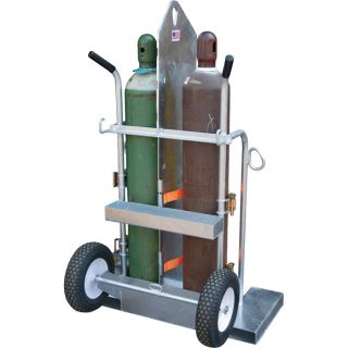 Vestil Welding Cylinder Torch Cart with Fork Pocket — 500-Lb. Capacity, Galvanized Finish, Model# CYL-2-G  Gas Cylinders   Caddies