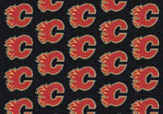 SQUARE 11'X11' CALGARY FLAMES   Custom NHL Team Repeat Area Rug (41 sizes and shapes) Broadloom Carpet by MILLIKEN   National Hockey League Logo with Premium Bound Edges   Machine Made Rugs