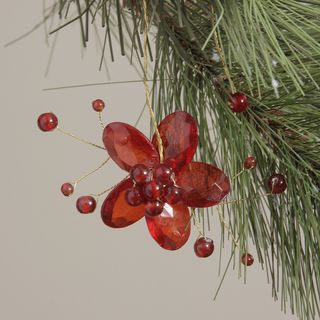 Single Red Flower Hanging Ornament (India) Seasonal Decor