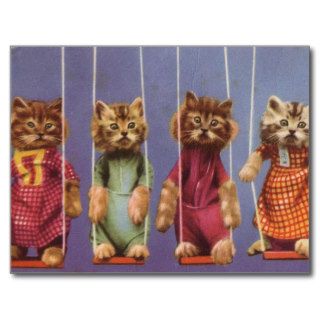 Four Cats on Swings Postcards