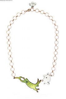 hare and tortoise enamel necklace by saba jewellery