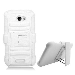HTC One X [AT&T] Hybrid Double Layer Skin + Rhino Armor Case with Holster & Swivel Belt Clip Combination (White / White) Cell Phones & Accessories