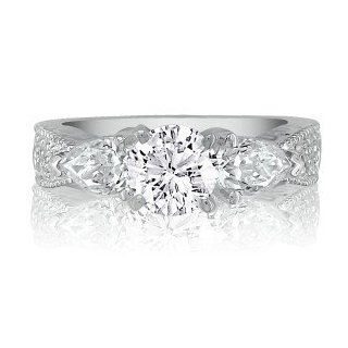 Luxury Engagement Rings 2 2/3ct Antique Design Diamond Engagement Ring in 14k White Gold Jewelry