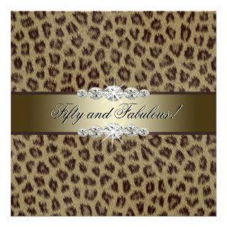 Gold Leopard 50th Birthday Party Invitations