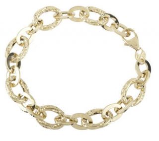 EternaGold 8 Polished and Diamond Cut Link Bracelet 14K Gold, 5.6g —