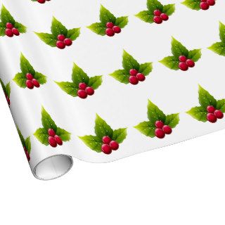 Christmas  holly berries wrapping paper
