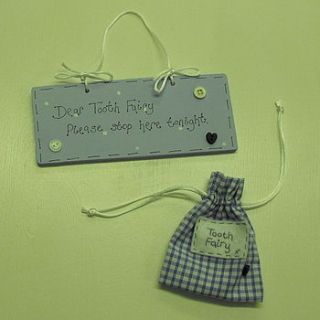 tooth fairy sign and bag by pippins gifts and home accessories