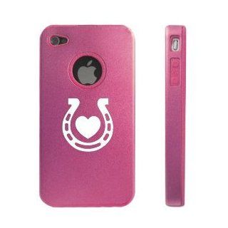 Apple iPhone 4 4S 4G Pink D2152 Aluminum & Silicone Case Cover Horseshoe Heart Cell Phones & Accessories
