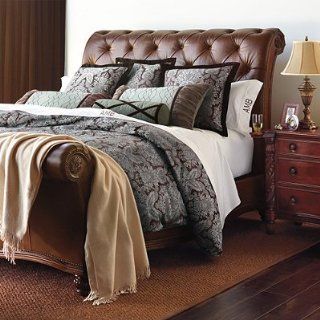 Linville Tufted Sleigh Bed   Jabari Leather, Queen   Frontgate Home & Kitchen