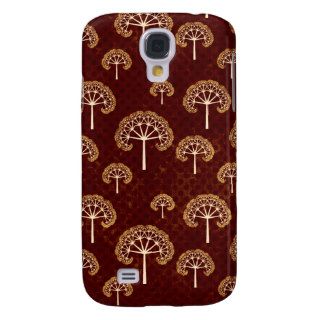 Gold and White Trees on Grunge Red Samsung Galaxy S4 Cases