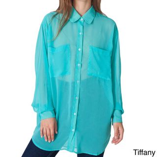 American Apparel Women's Oversized Chiffon Button up Shirt (One size) American Apparel Long Sleeve Shirts