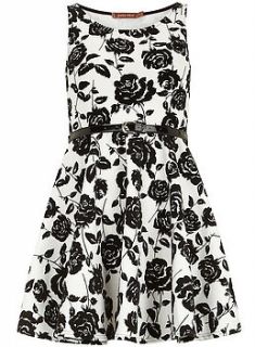 black and white floral skater dress by jolie moi
