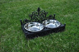 posh dog bowls in decorative cast iron holder by elizabeth and stevens
