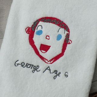personalised golf towel with your drawing by big stitch