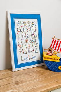 personalised pirate alphabet print by from lucy