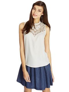 Oasis Lace Trim Shell Top Off White