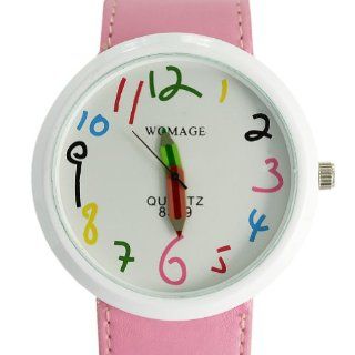 Readeel Pink Large Numbers Lady Wristwatch Faux Leather Quartz Watch Adjustable at  Women's Watch store.