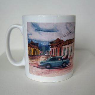 cuban scene green car ceramic mug by smart deco