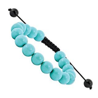 10mm Treated Turquoise and Black Cord Bracelet Jewelry