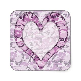 Woodland Pink/Purple Camouflage Heart on Camo Sticker