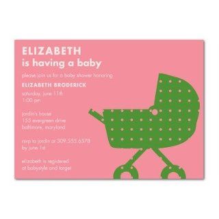 Baby Shower Invitations   Trendy Carriage Watermelon By Dwell  Baby Shower Party Invitations  Baby