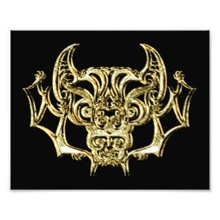 Gold Metal Tribal Vampire Bat Photo Print