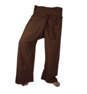 Fisherman Pants hai Fisherman Wrap Pants Trousers Yoga Massage Pregnancy Pants 100% Light Cotton Free Size Color  Brown  Sports Fan Pants  Sports & Outdoors