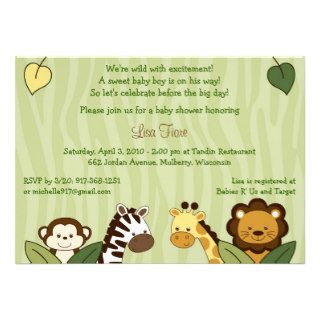 Safari Friends Jungle Baby Shower Invitations
