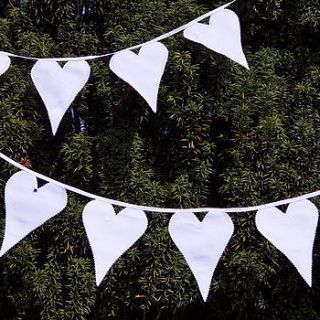white wedding heart fabric bunting by jonny's sister