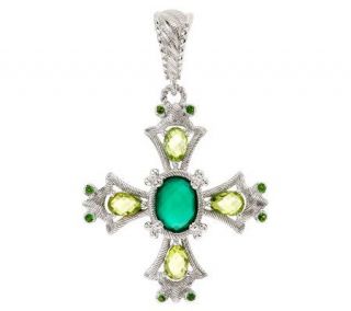 Judith Ripka Sterling Tonal Green Gemstone Cross Enhancer —