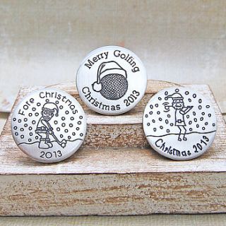 personalised silver christmas golf marker by indivijewels