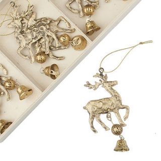 gold reindeer decorations set of nine by the contemporary home