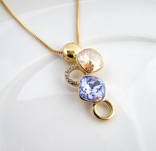 gold citrine and lavender gemstone necklace by misskukie
