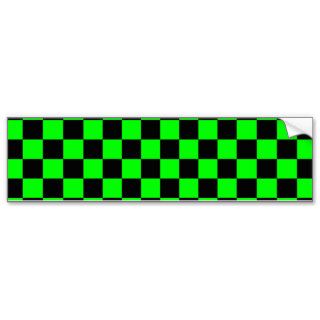 Black checkers on neon green background bumper stickers