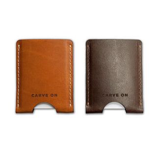 personalised vegetable tanned leather card holder by carve on