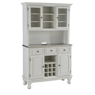 Home Styles Premium Large Buffet, Hutch   White, Stainless Steel Top