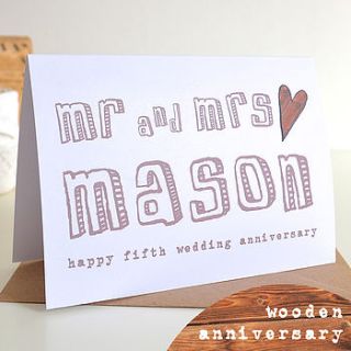personalised fifth 'wooden anniversary' card by becka griffin illustration
