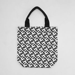 geometric chains pattern screen printed bag by the pattern guild