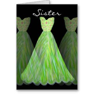 SISTER   Maid of Honor LIME GREEN Dresses Greeting Cards