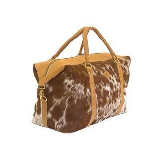 cowhide weekend bag by emma tomes