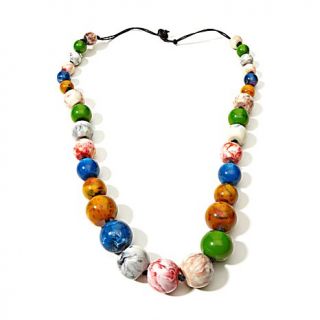 Marbled Resin 40" Beaded Necklace