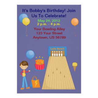 Boys Bowling Birthday Party Invitations