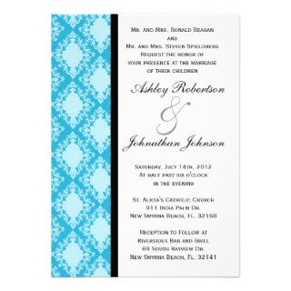 Baby Blue Damask wedding invite