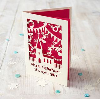 personalised papercut church wedding card by pogofandango