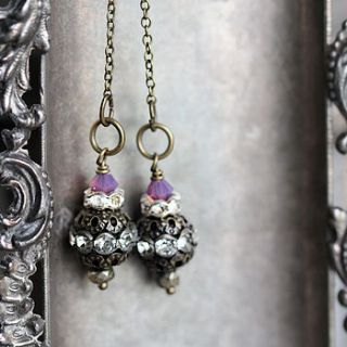 vintage style crystal earrings by artique boutique