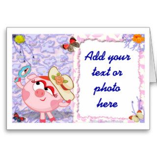 Pink Pig Birthday Party Invitation or Thank you Greeting Cards