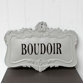 grey boudoir metal wall plaque sign by marquis & dawe