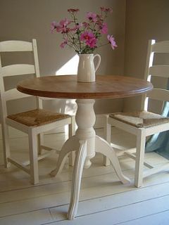 hand painted pedestal dining table and chairs by rectory blue